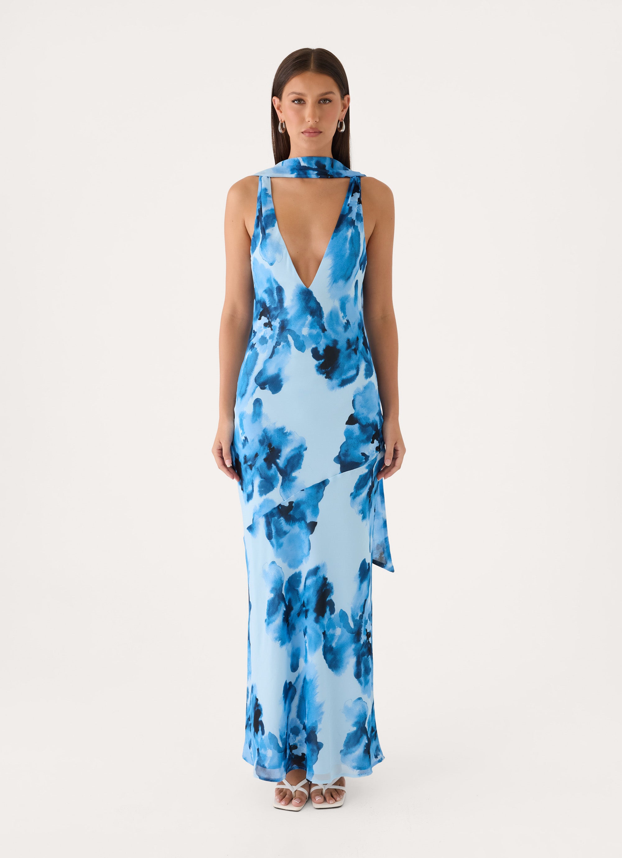 Florae Scarf Maxi Dress - Bluebella Print