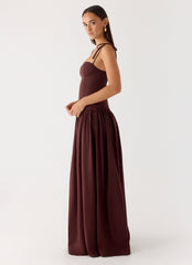 Giovanna Linen Maxi Dress - Chocolate Drizzle