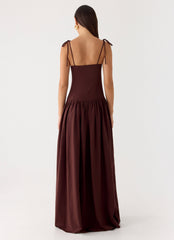 Giovanna Linen Maxi Dress - Chocolate Drizzle