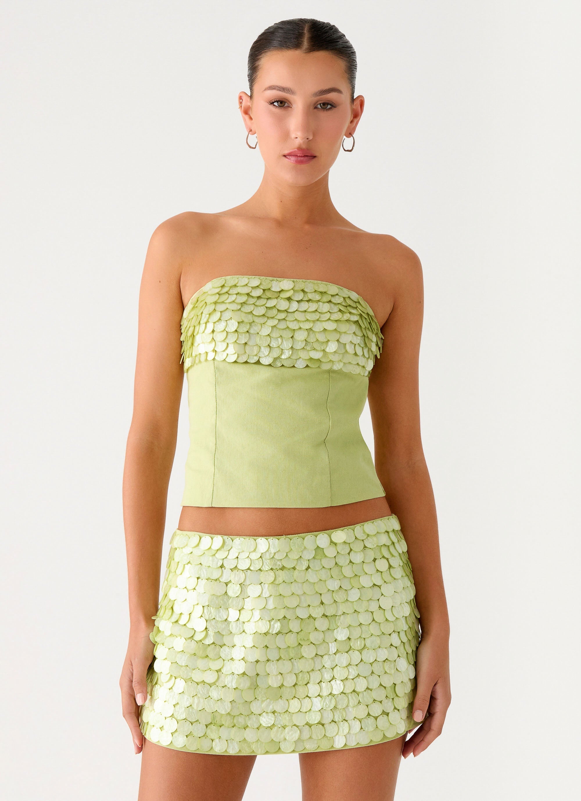 Jennie Beaded Mini Skirt - Green