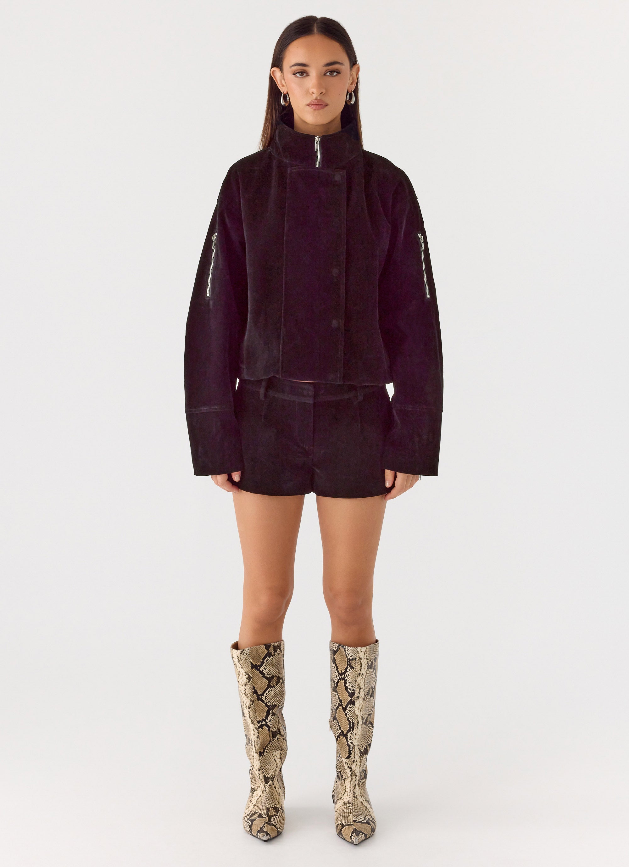 Jeremy Faux Suede Shorts - Black