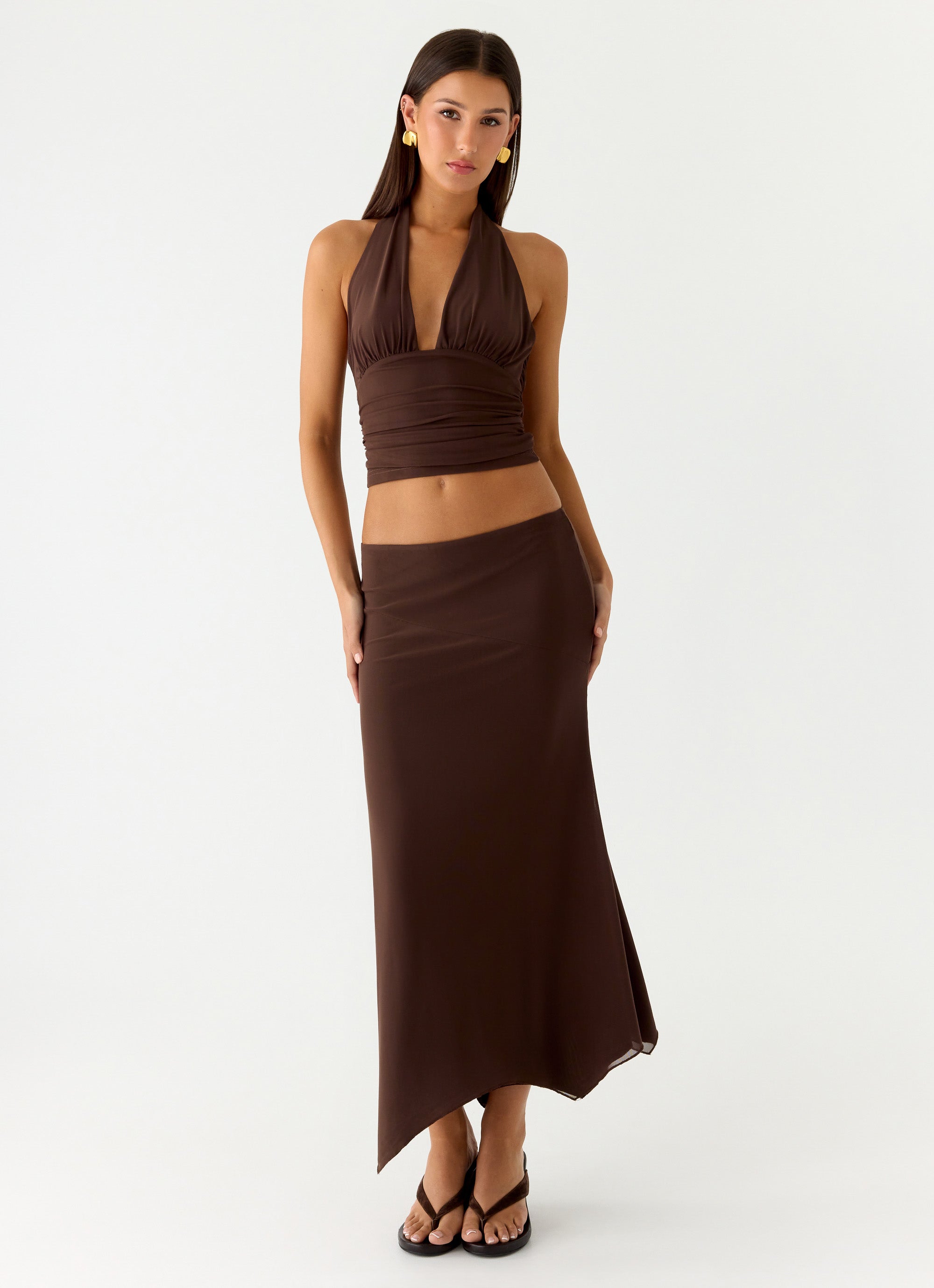 Kerrie Hanky Midi Skirt - Chocolate
