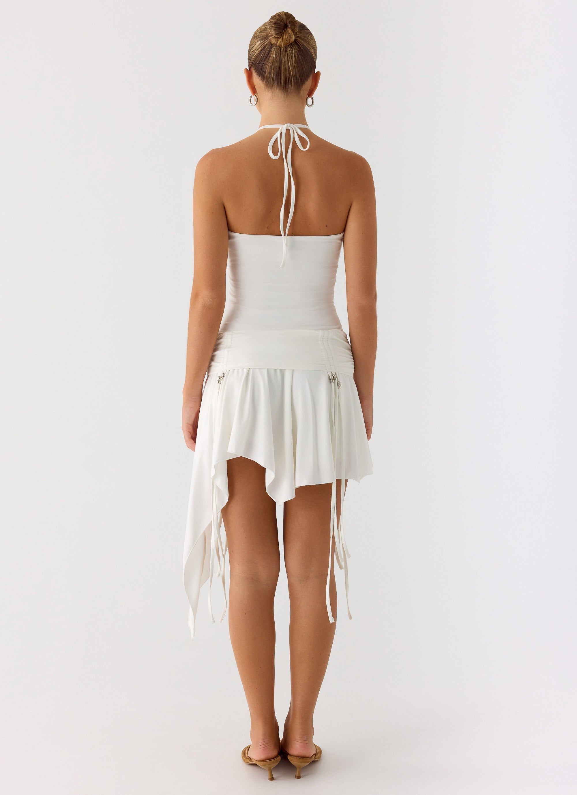Khalida Jersey Halter Mini Dress - White