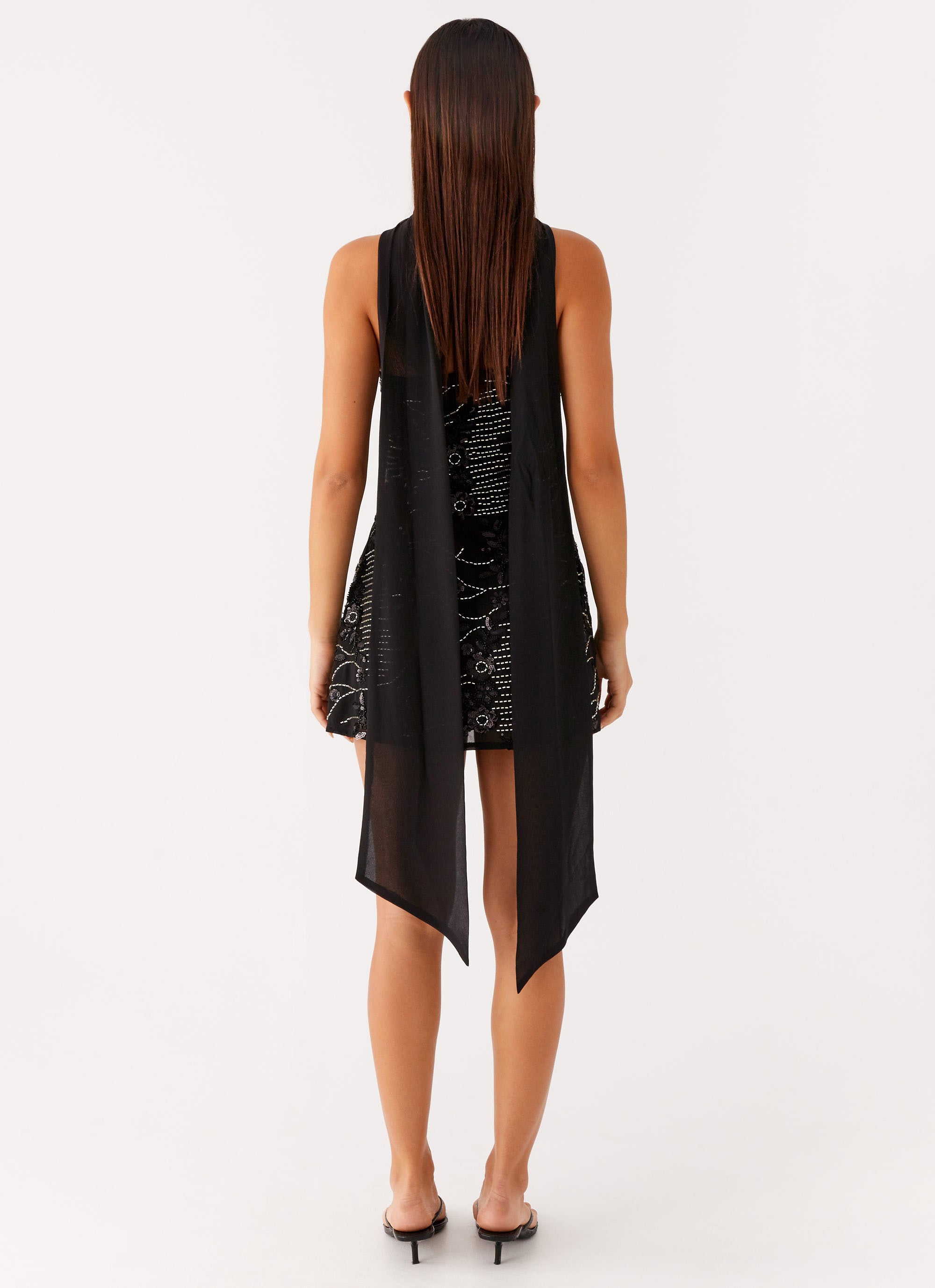 Kiesha Strapless Scarf Mini Dress - Black
