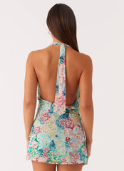 Laid-Back Cowl Mini Dress - Santorini Floral