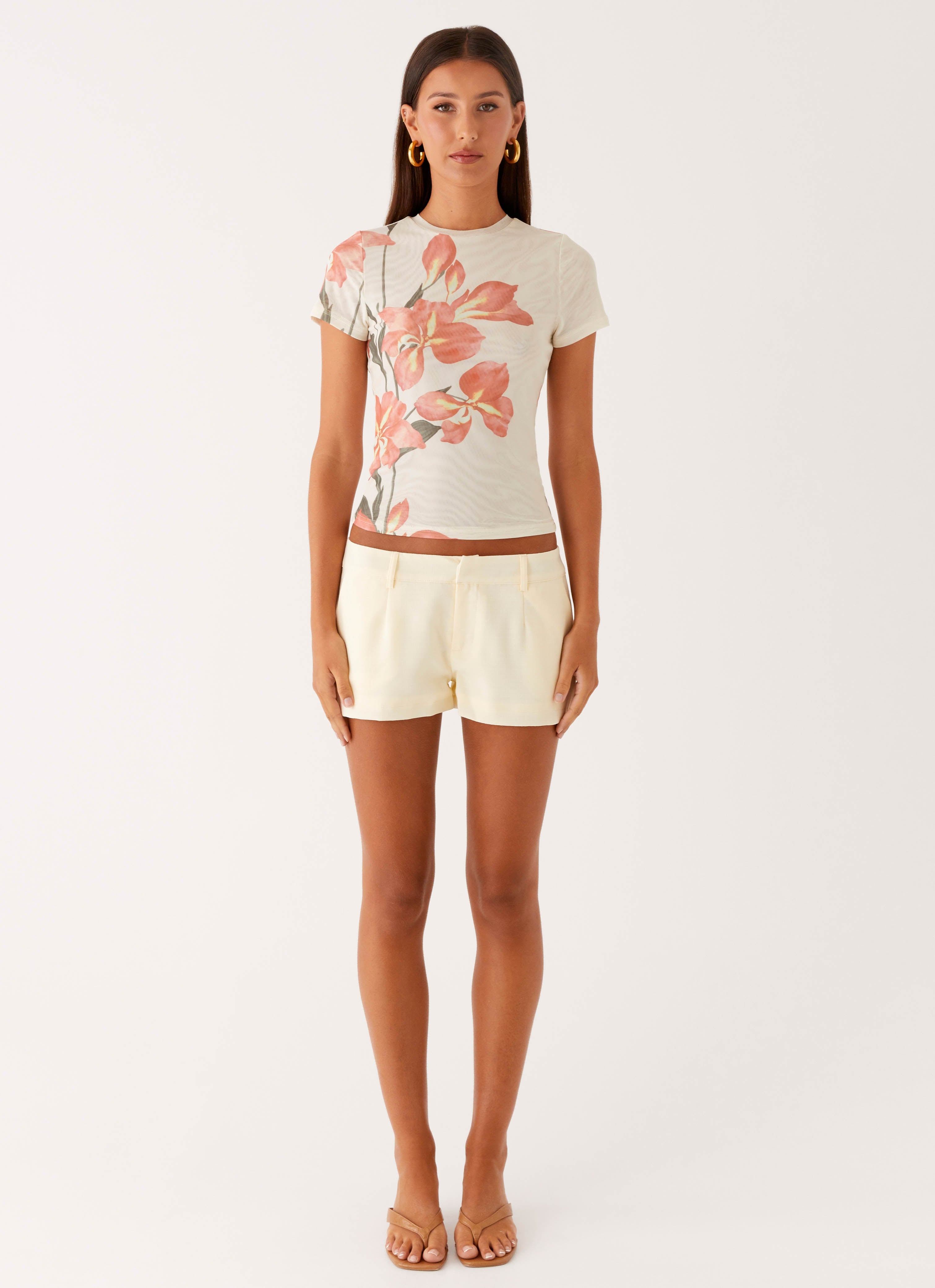 Late Night Mesh Baby Tee - Siena Floral