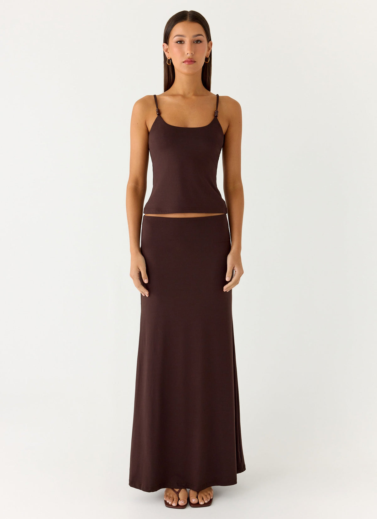 Like A Flower Maxi Skirt - Chocolate