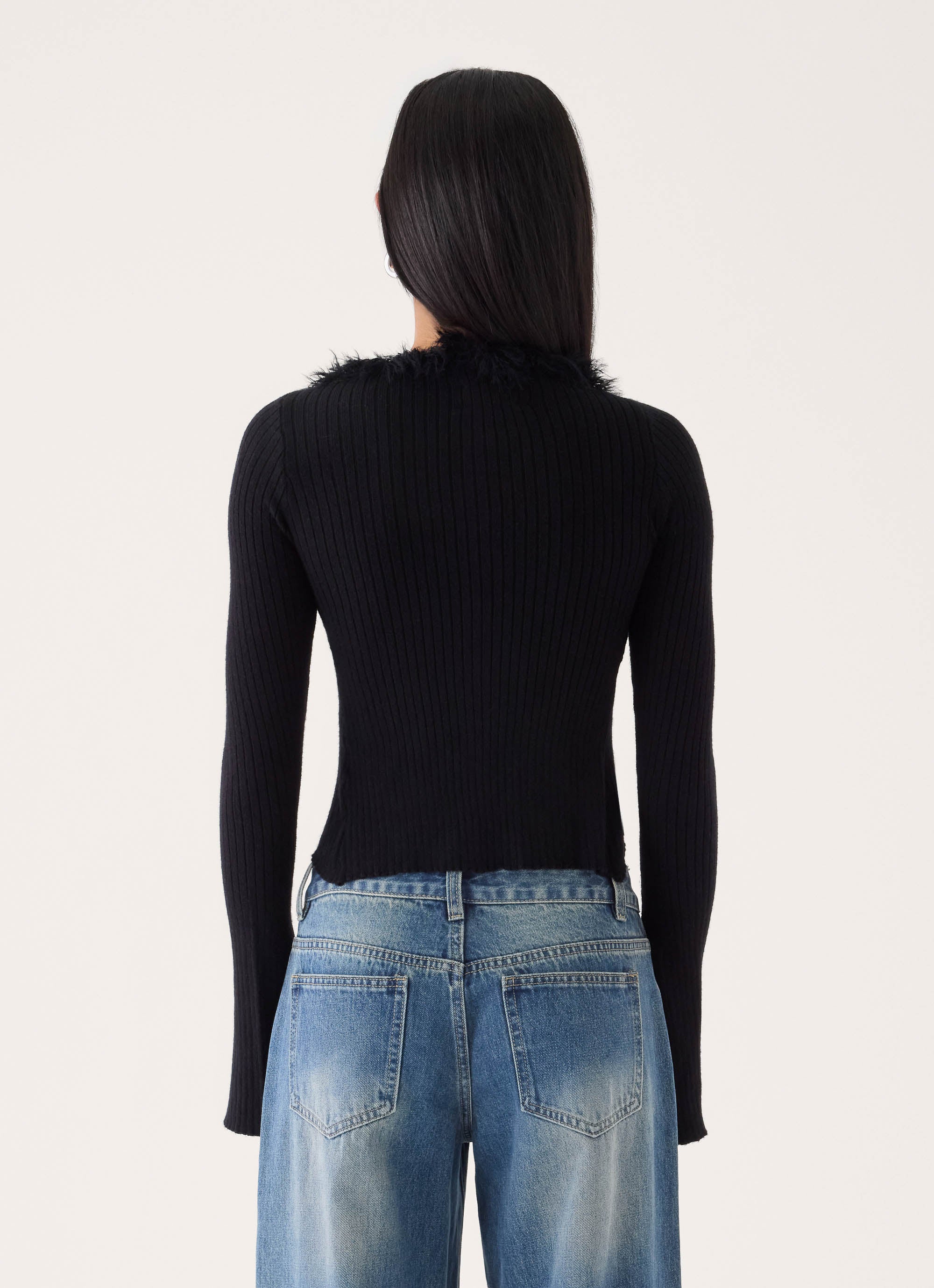 Luxa Faux Feather Top - Black