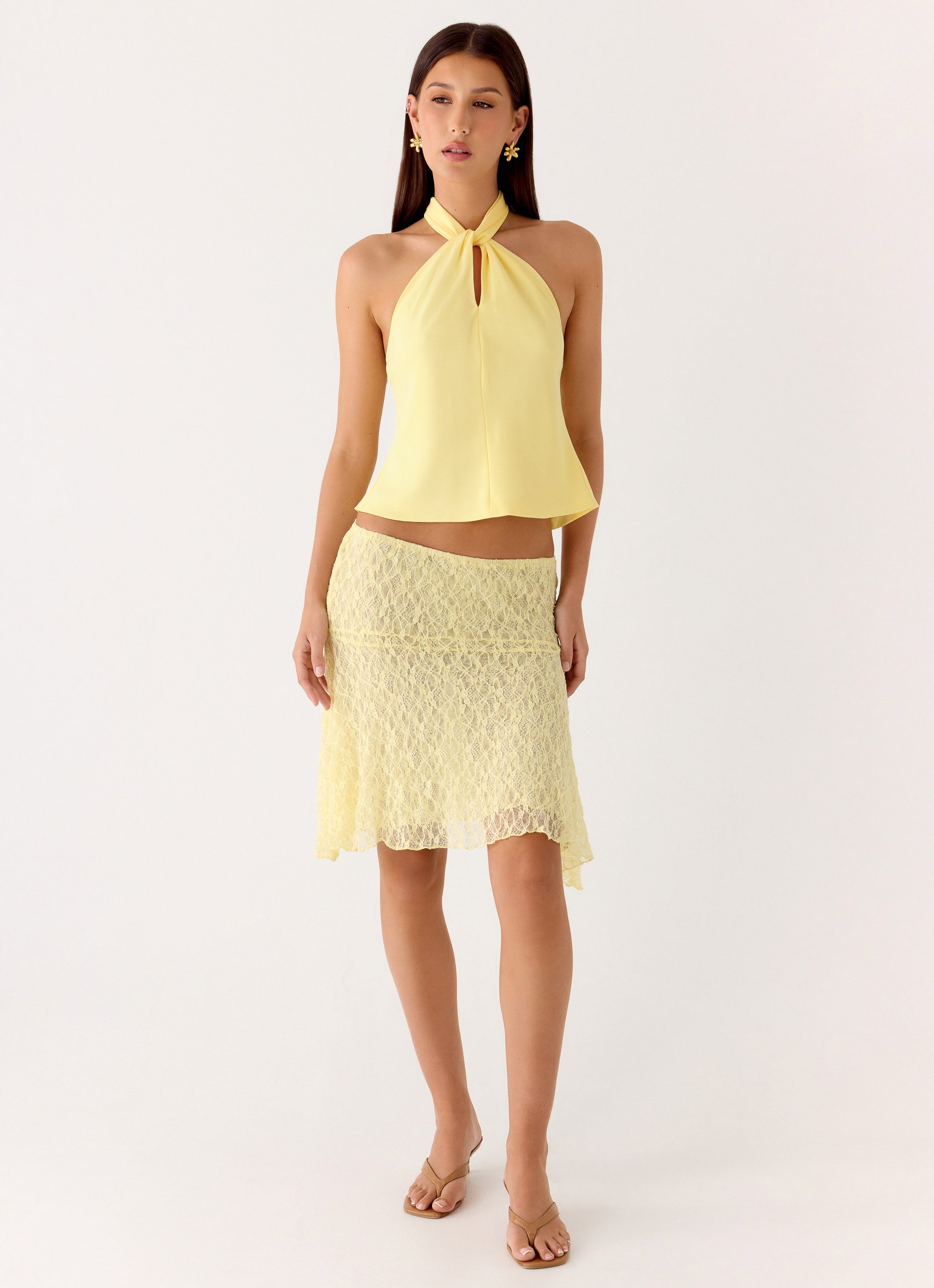 Maddox Scarf Top - Lemon