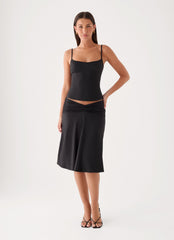 Madelyne Jersey Midi Skirt - Black