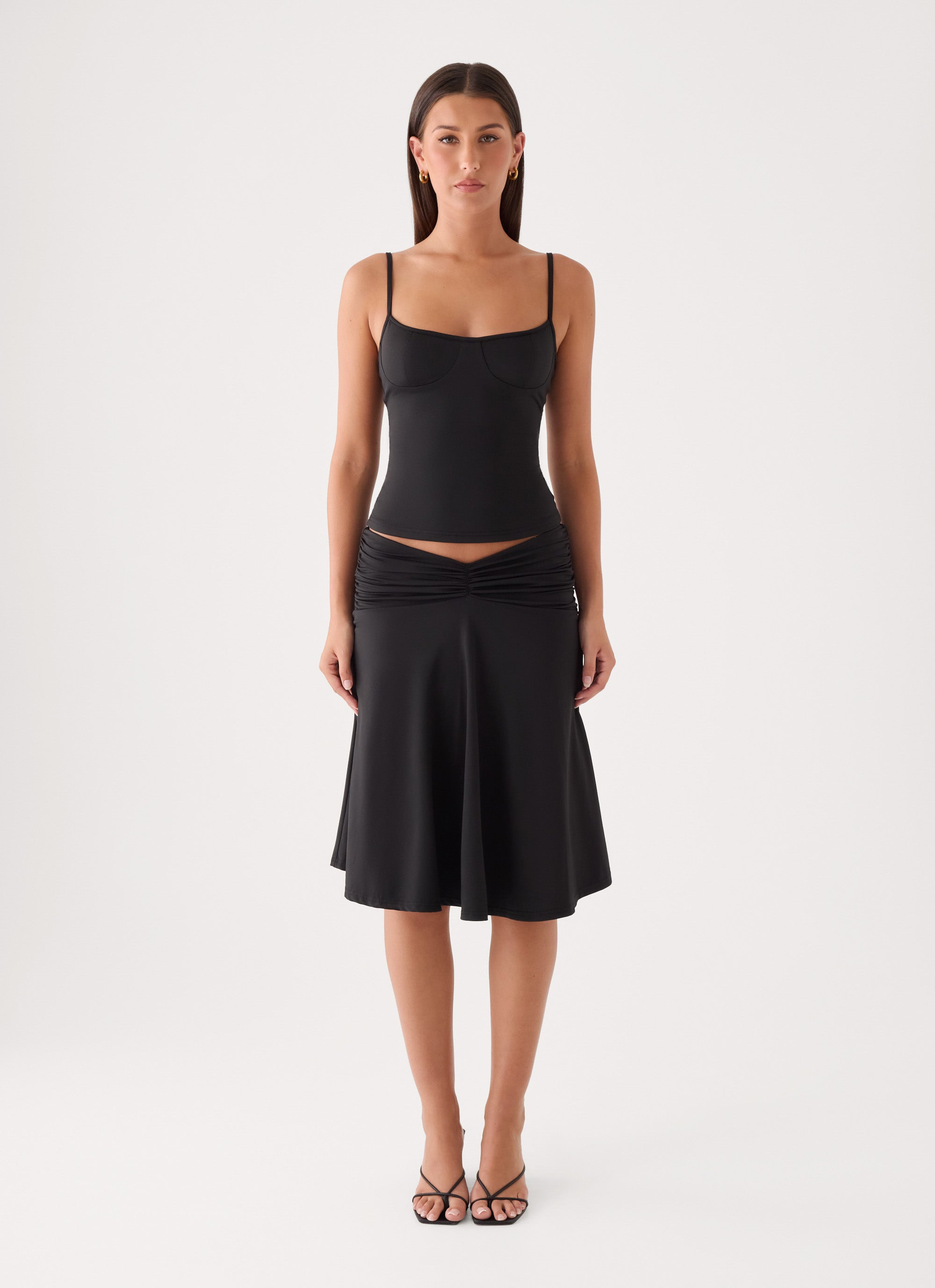 Madelyne Jersey Midi Skirt - Black