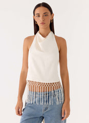Mania Tassel Top - Ivory