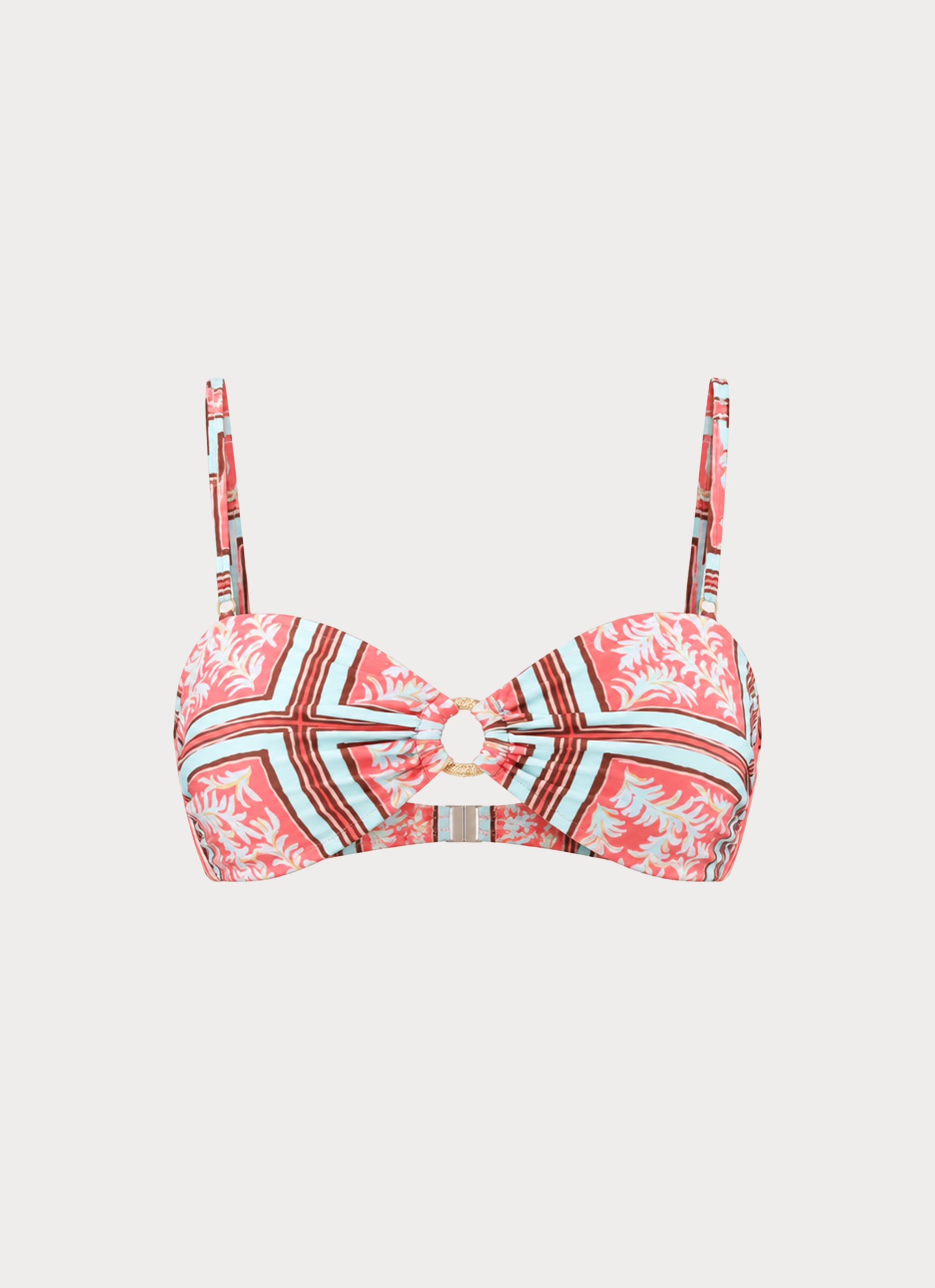 Marina Nights Bikini Top - Coral Palm Print