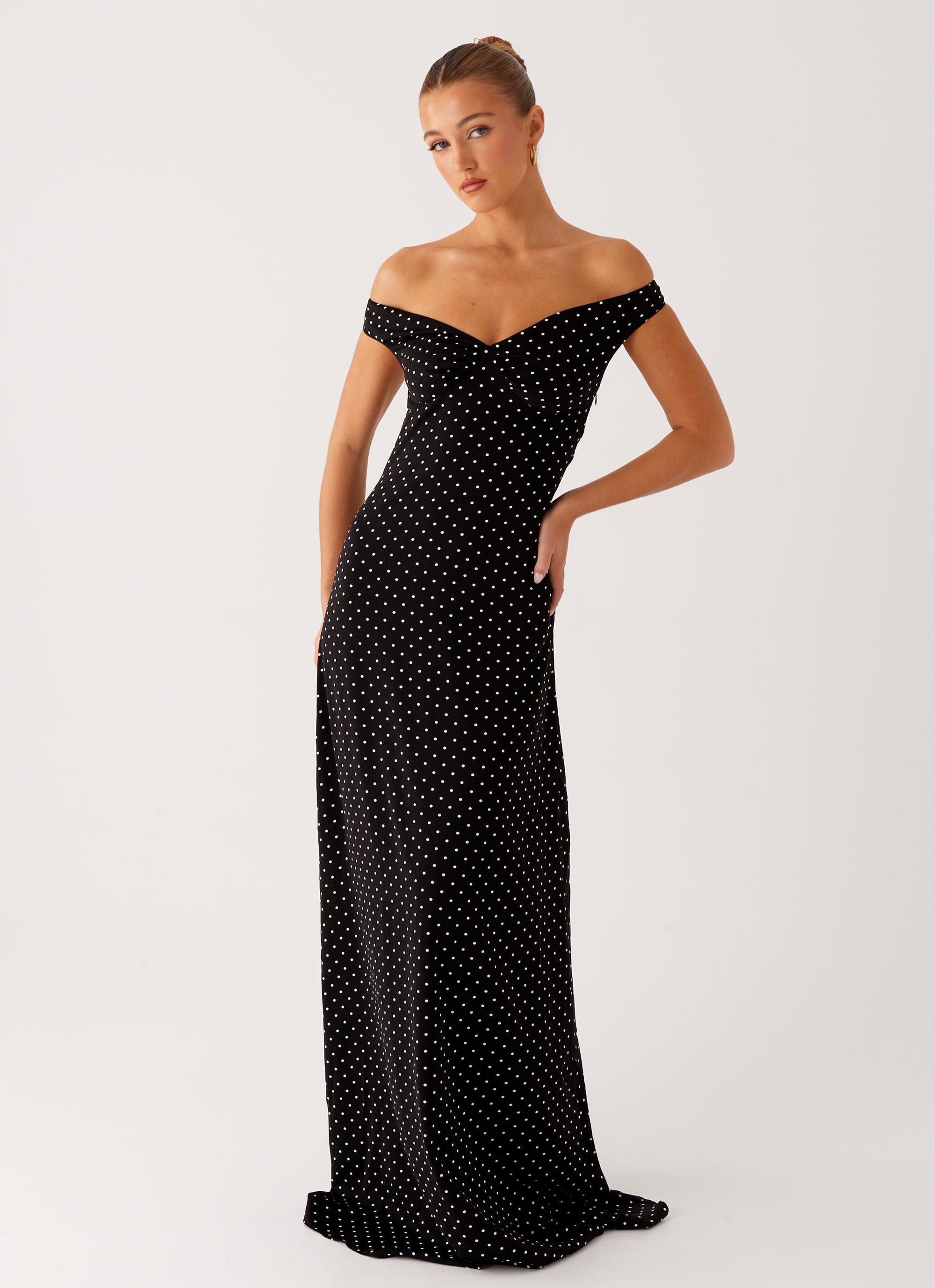 Melany Maxi Dress - Black Polka Dot