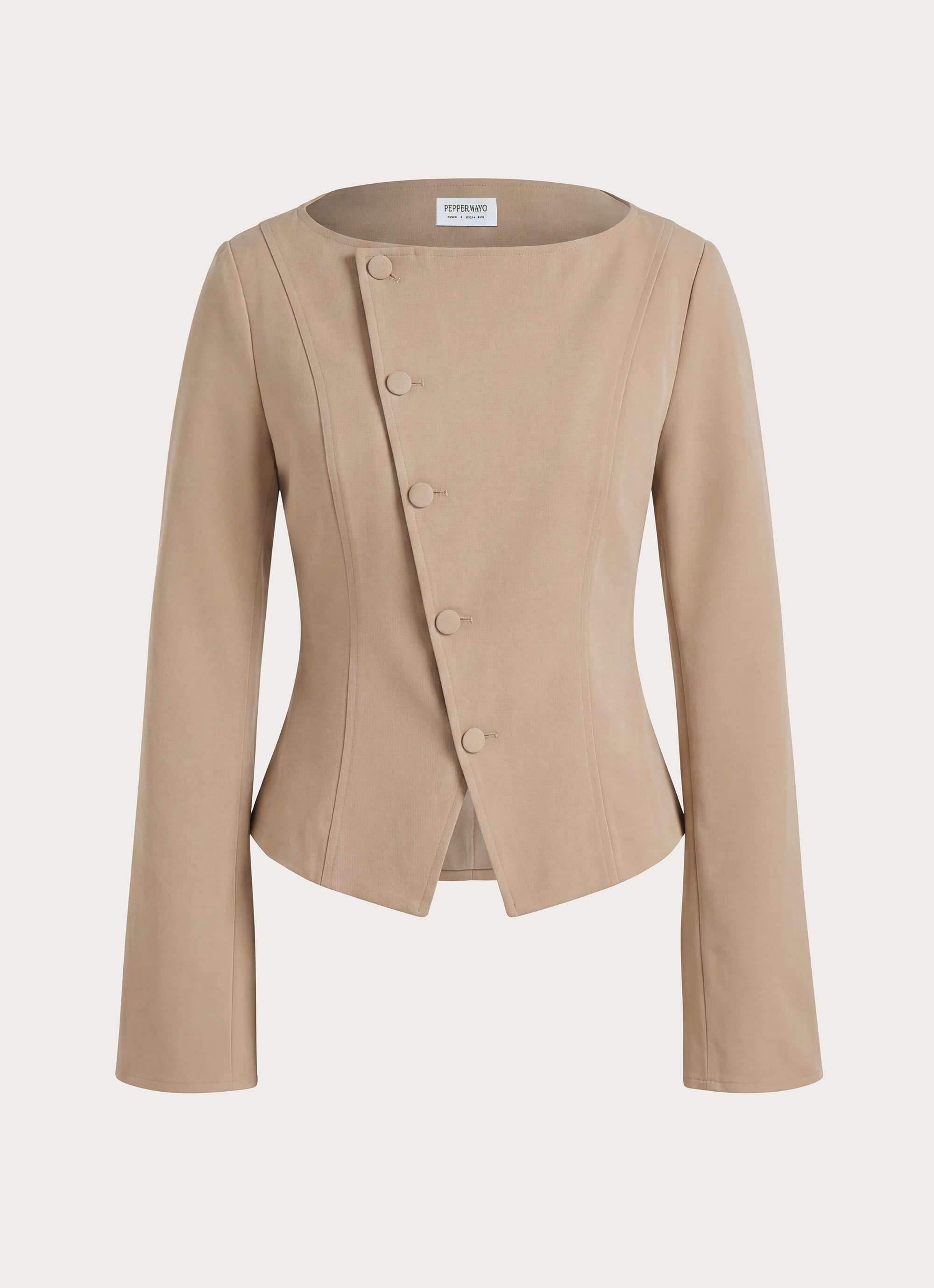 Milae Faux Suede Asymmetrical Jacket - Beige