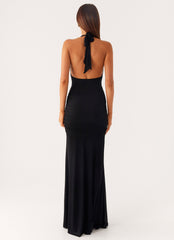 Miyah Halter Hardware Maxi Dress - Black