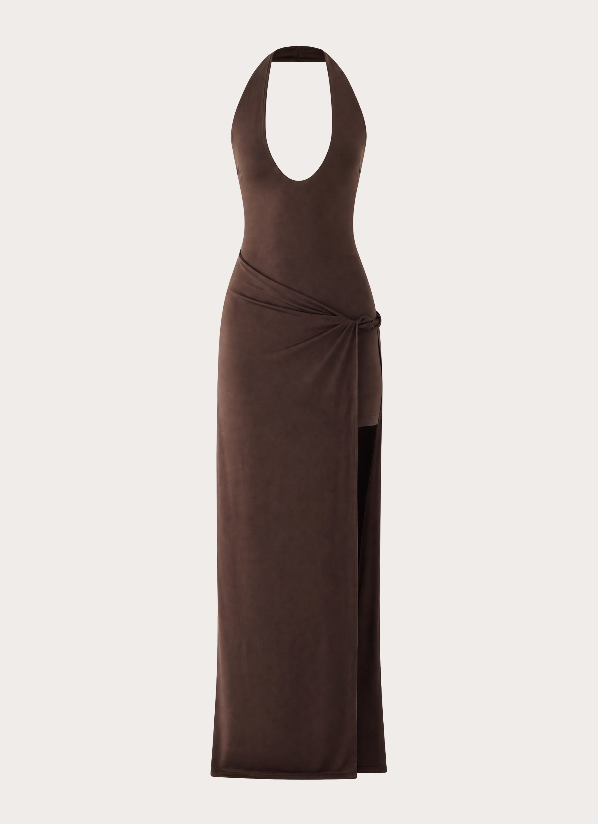 Mokono Halter Wrap Maxi Dress - Chocolate