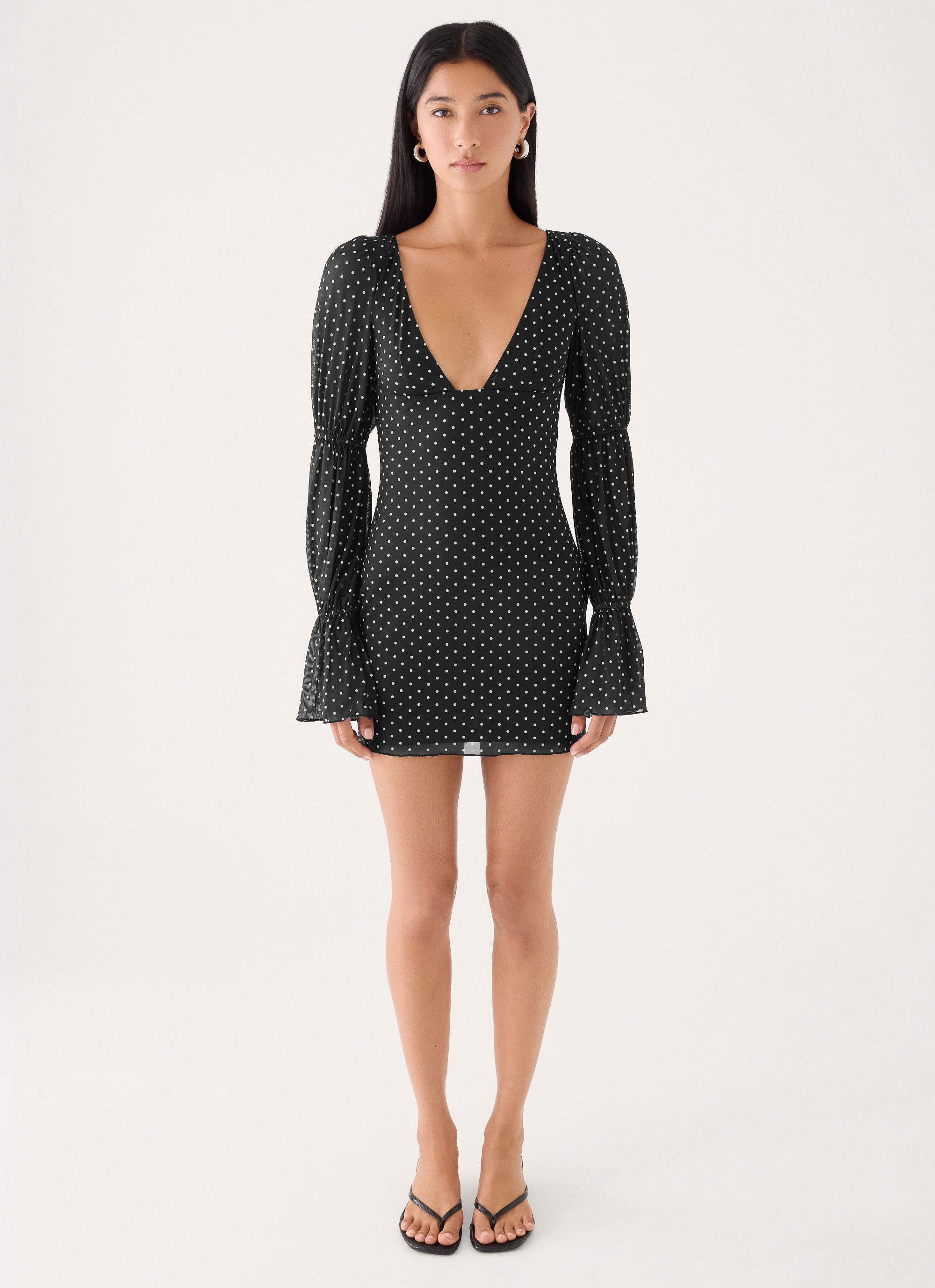 Moonlight Drive Mini Dress - Black Polka Dot