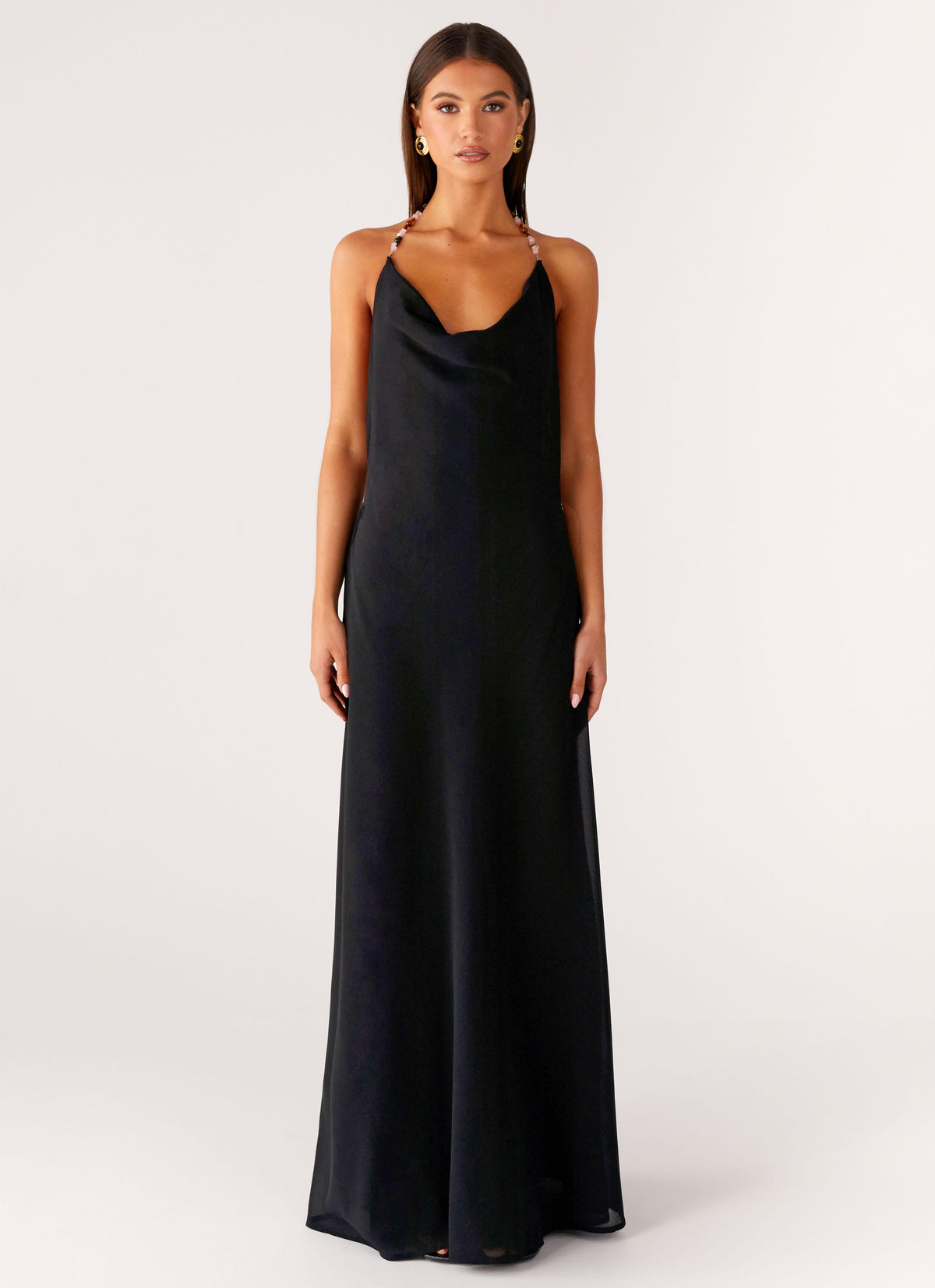 Morning Crush Cowl Maxi Dress - Black