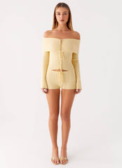 Muted Muse Knit Long Sleeve Top - Yellow