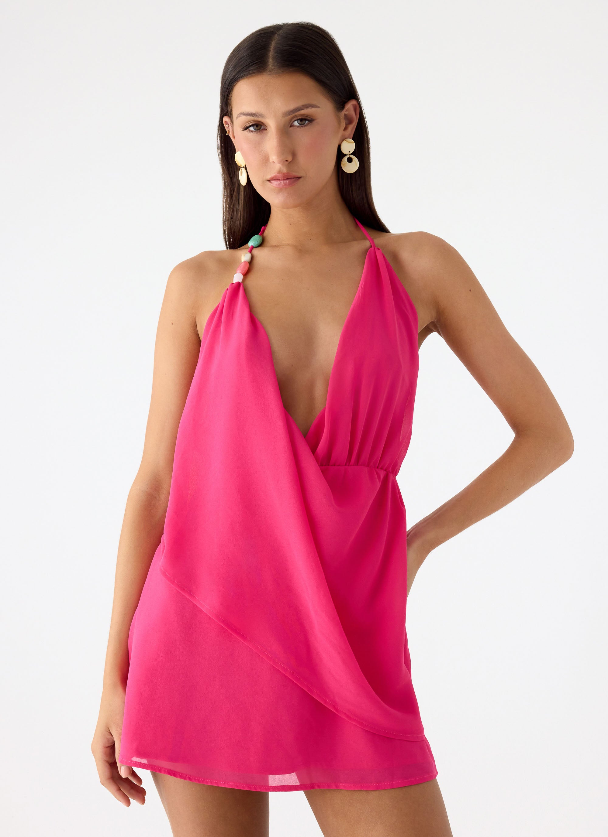 Nona Chiffon Mini Dress - Fuchsia