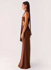 Olive Bloom Maxi Dress - Chocolate