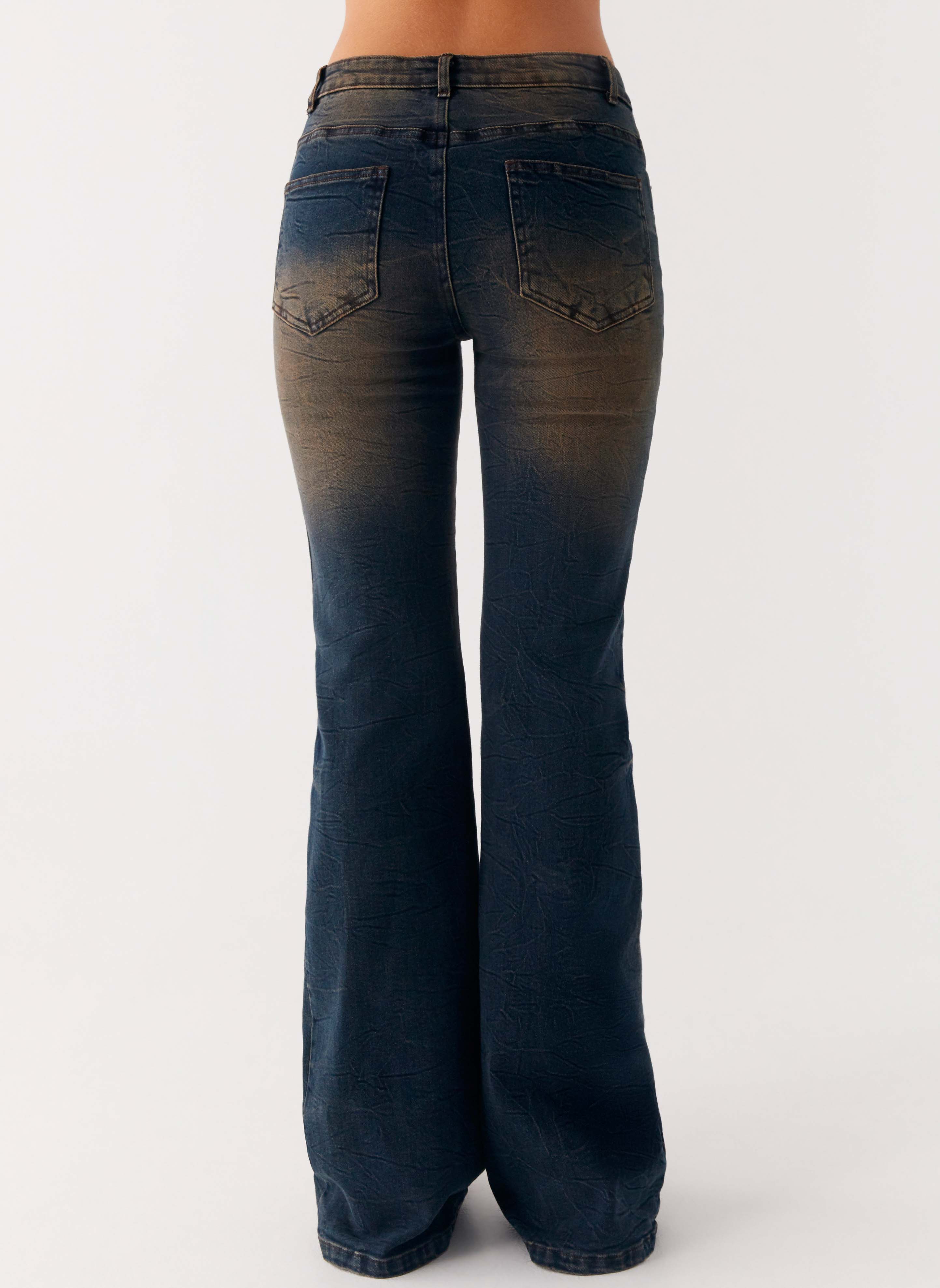 Oregon Flared Denim Jeans - Dirty Black Wash