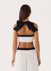 Ribbon Theory Halter Top - Ivory/Black