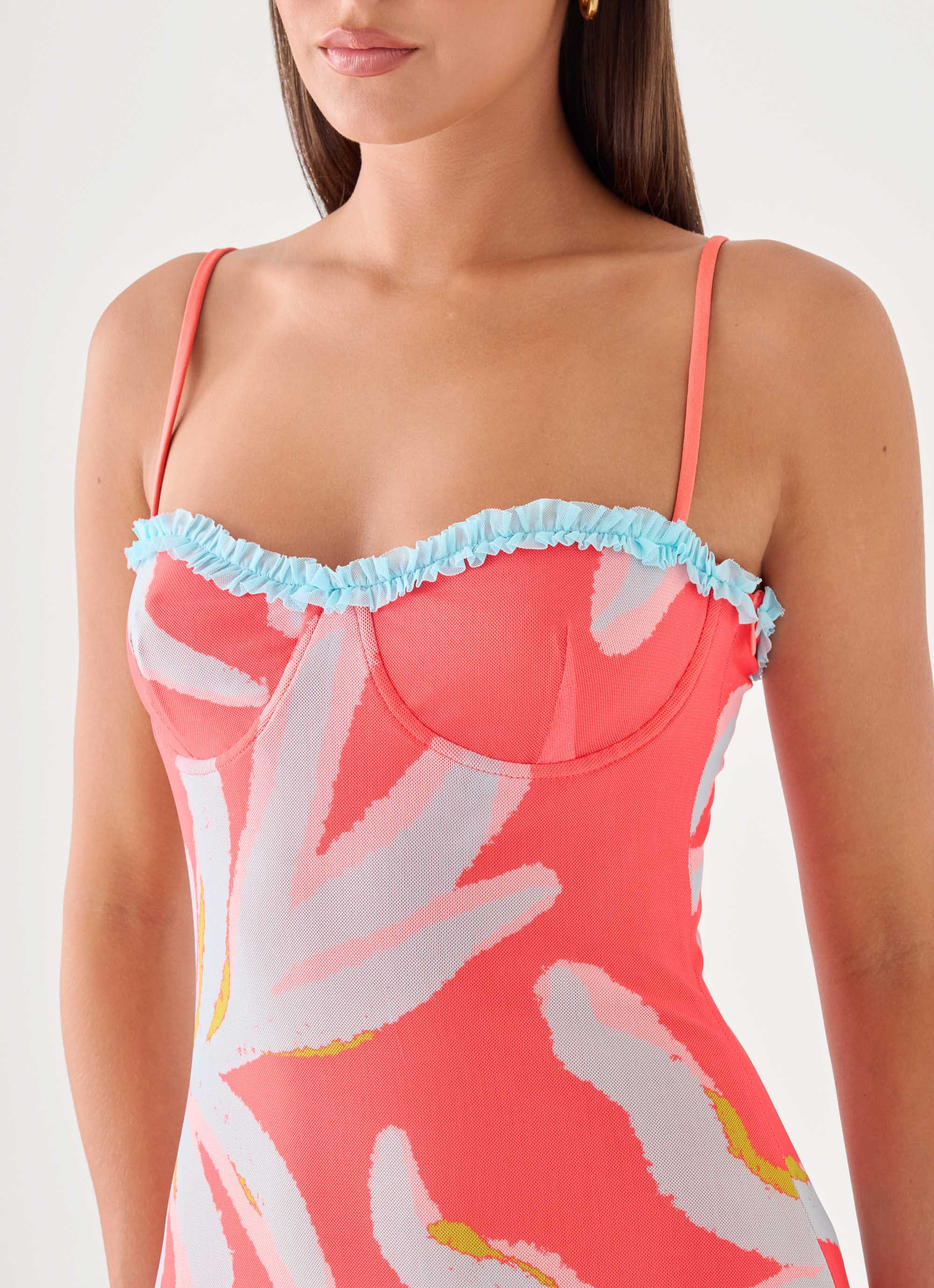 Riviera Muse Maxi Dress - Coral Palm Print