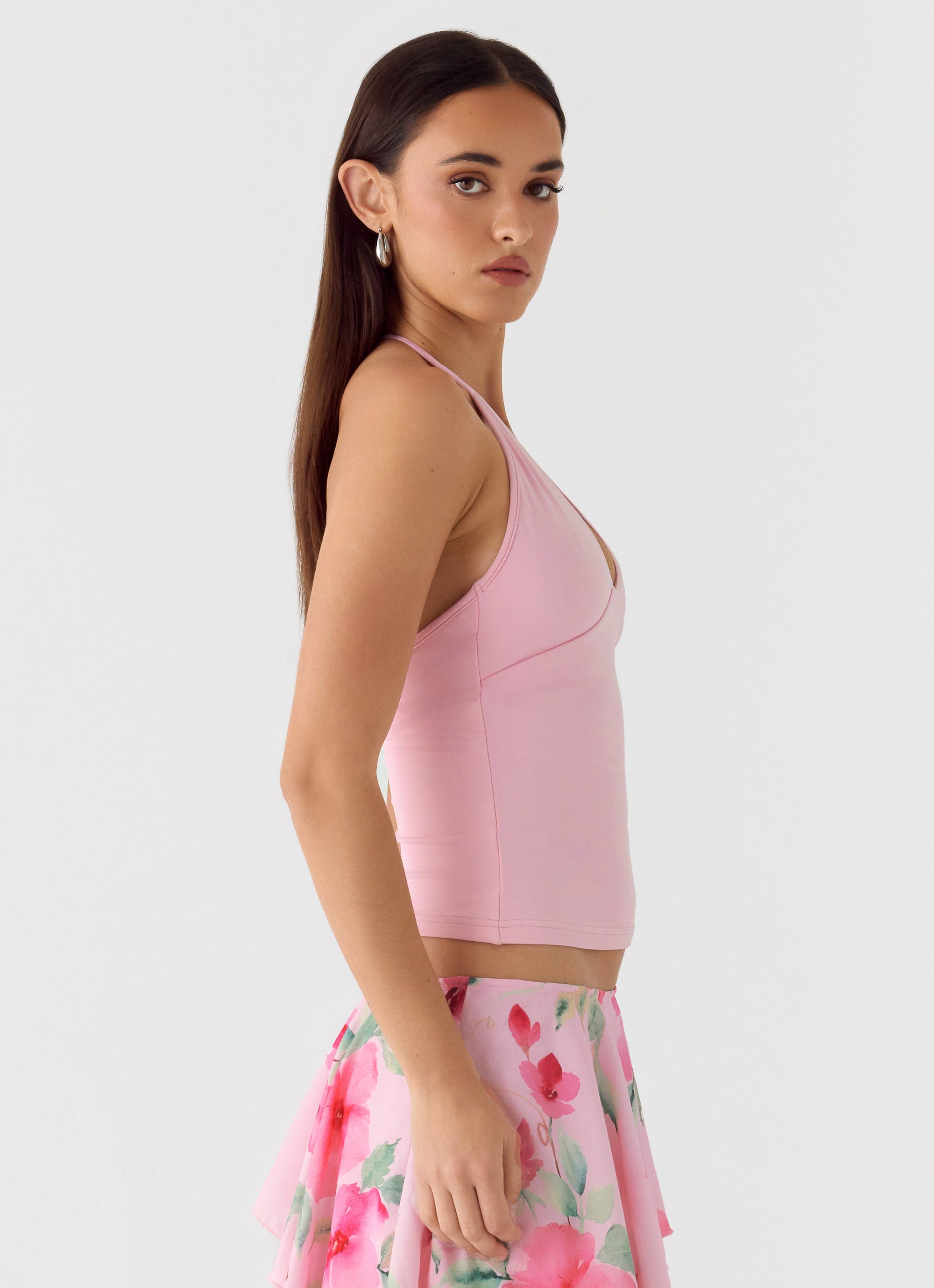 Roll Out Halter Top - Petal Pink