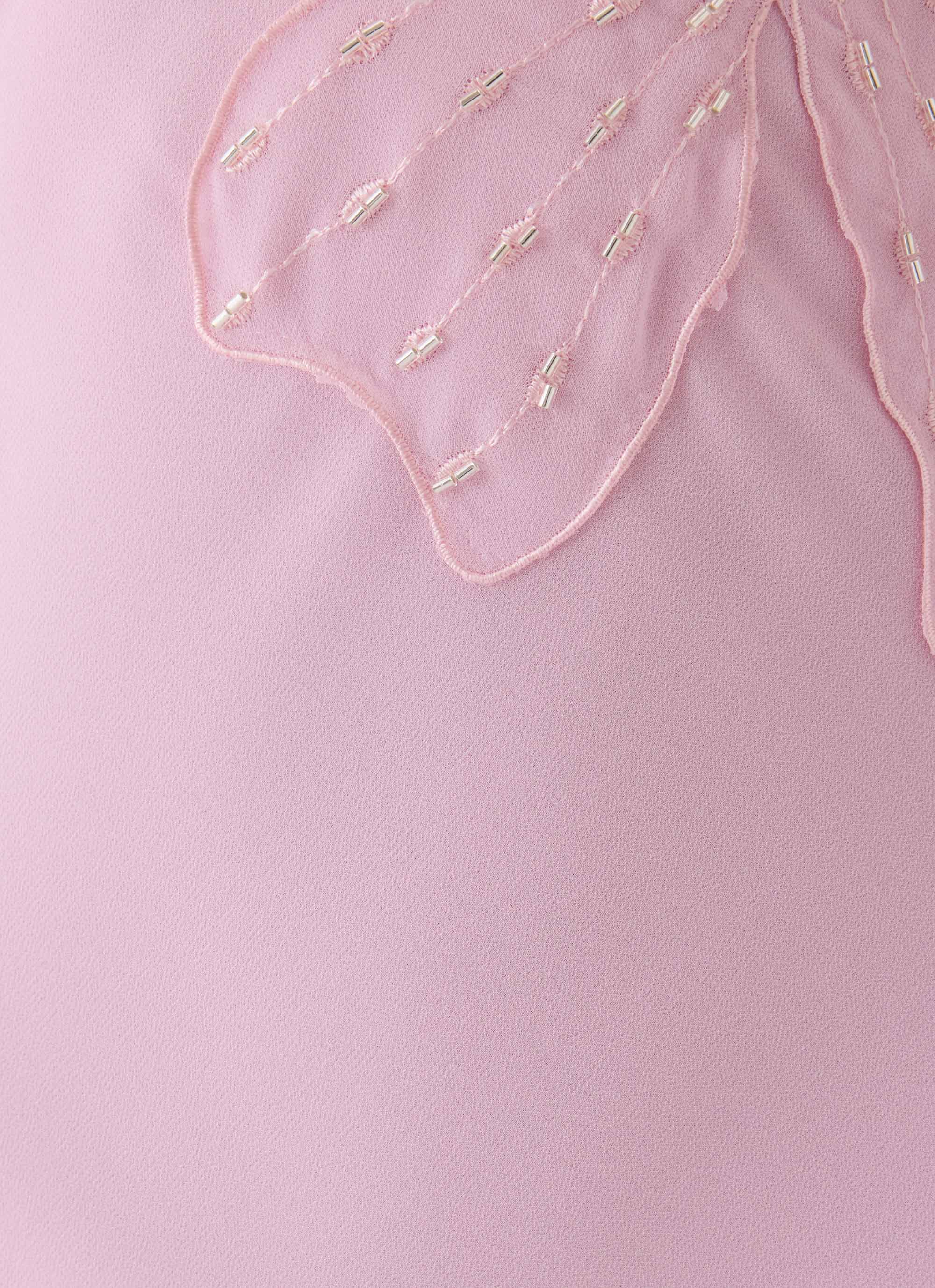 Sassafras Beaded Flower Strapless Maxi Dress - Soft Pink