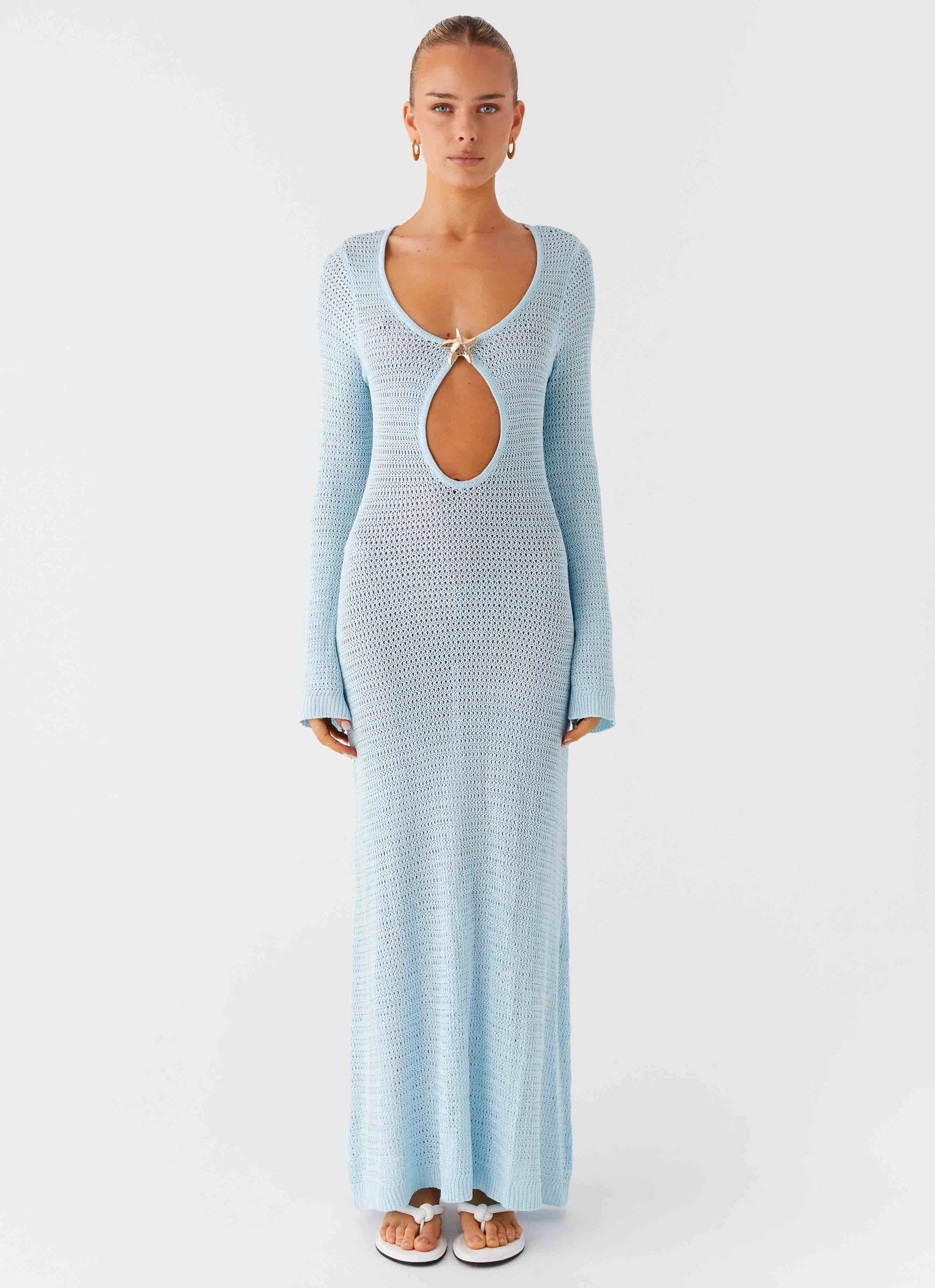 Seascape Crochet Maxi Dress - Blue