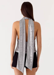 Shining Lights Cowl Top - Silver