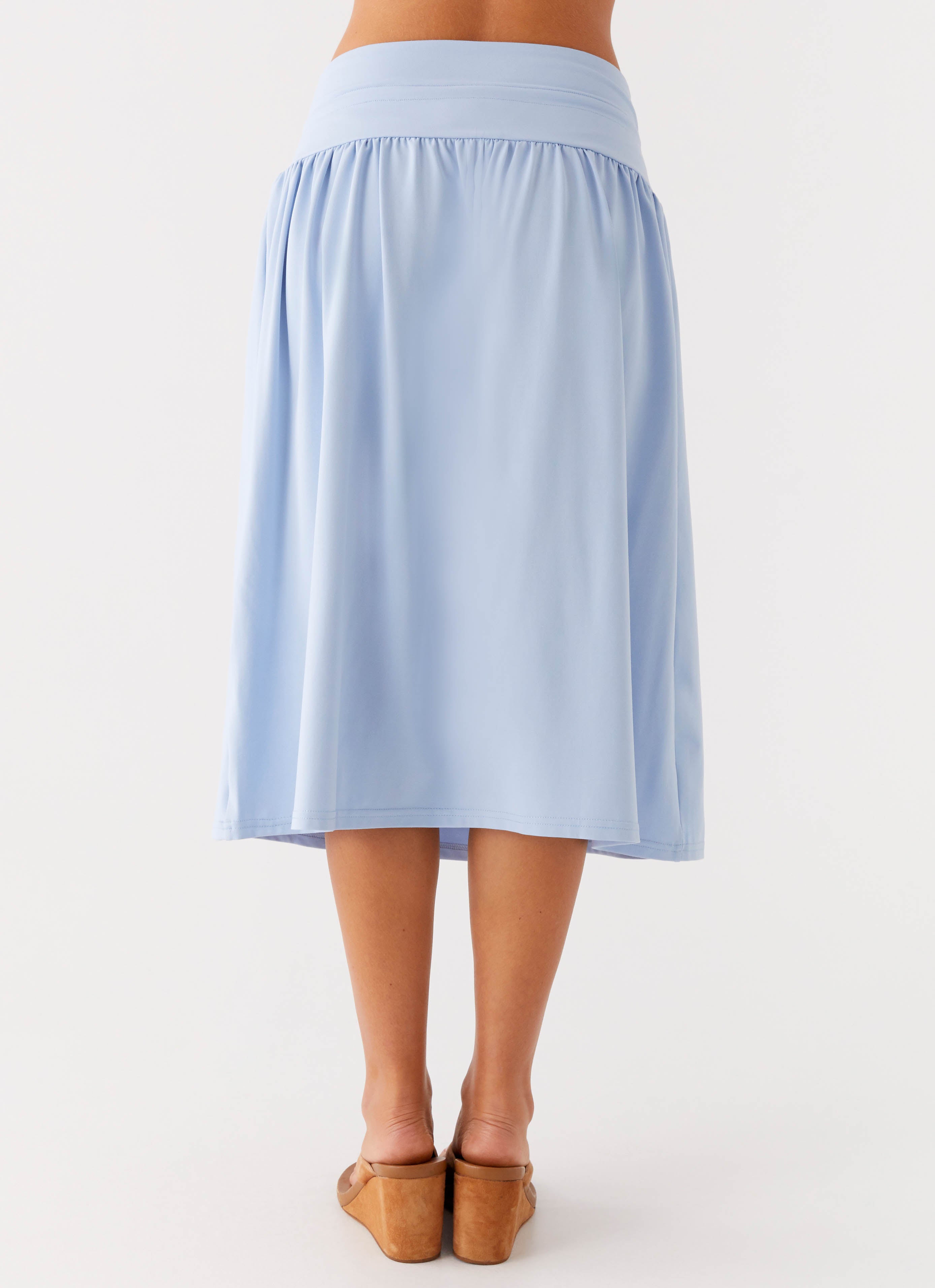 Silver Tides Midi Skirt - Blue