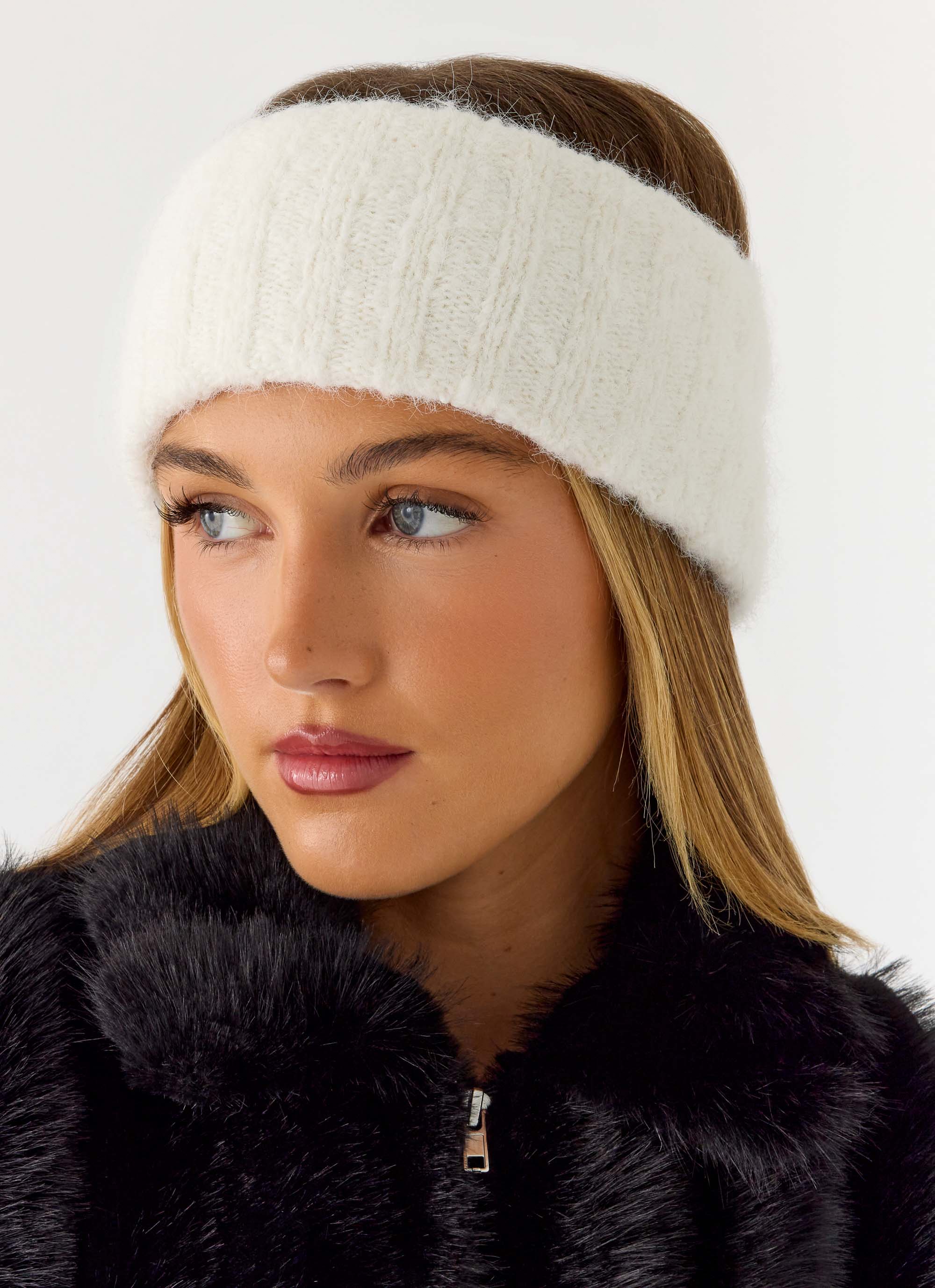 Snow Ball Knit headband - Cream
