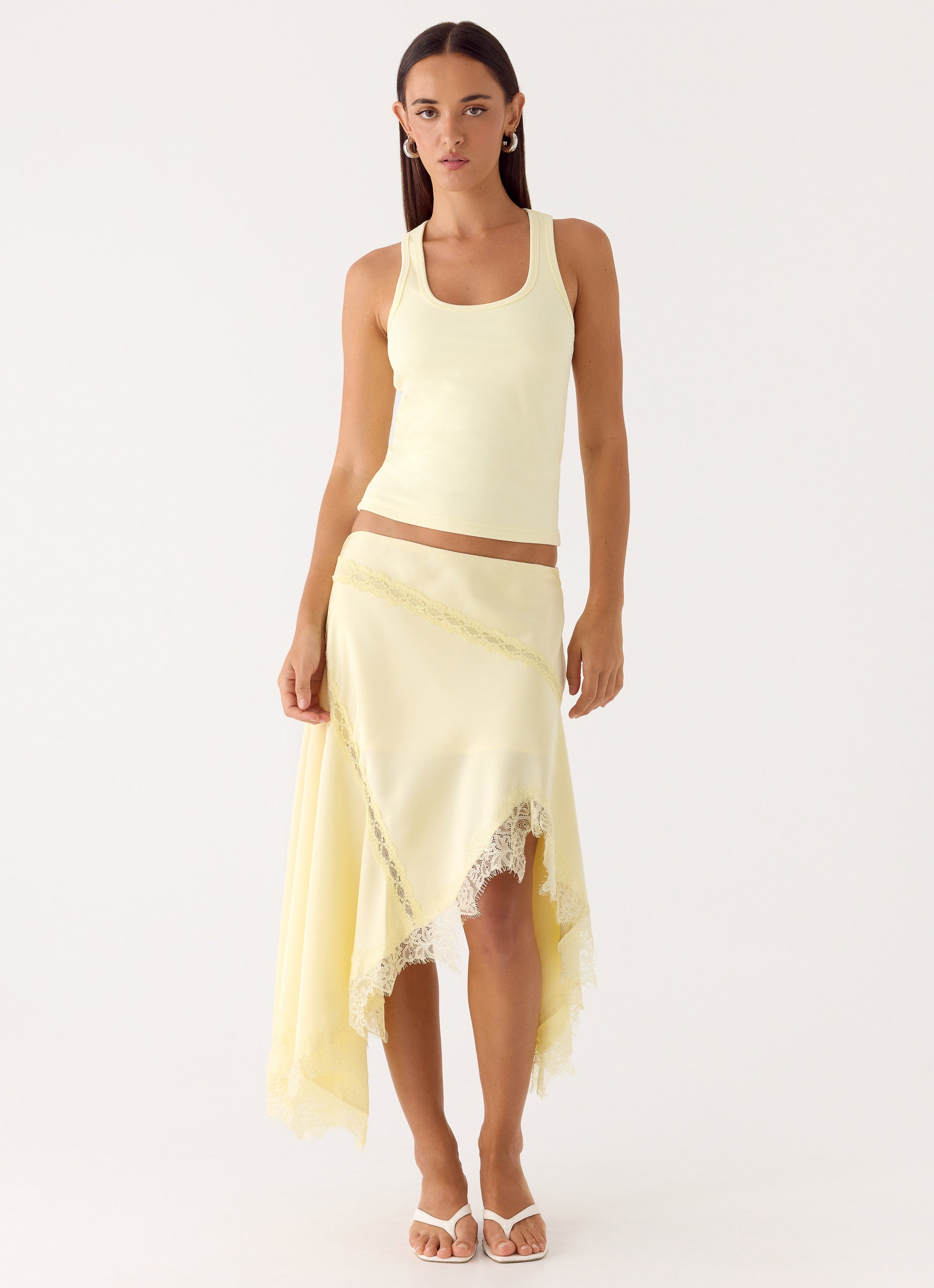 Suay Asymmetrical Midi Skirt - Yellow