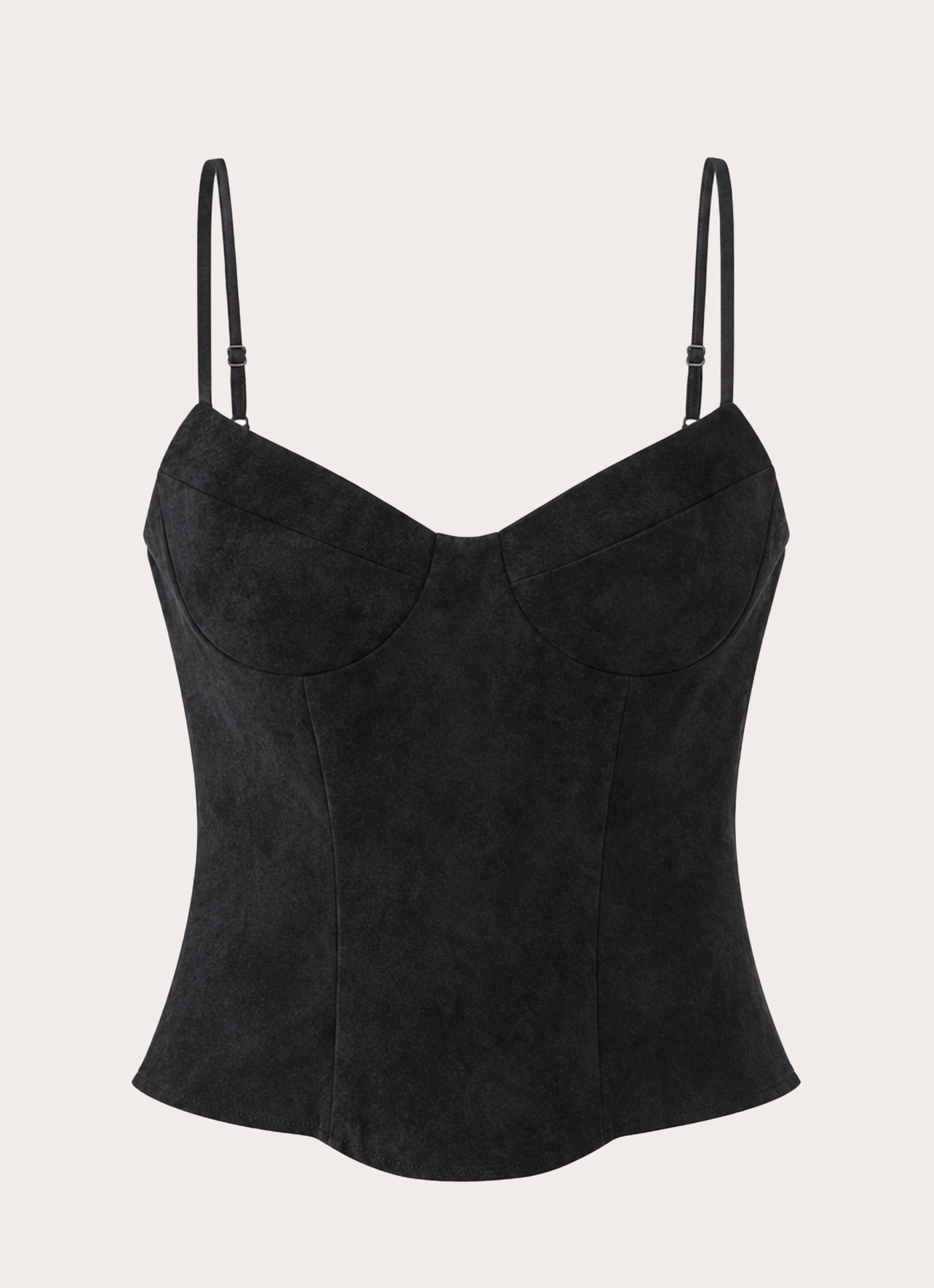 Sugar And Spice Faux Suede Corset Top - Black