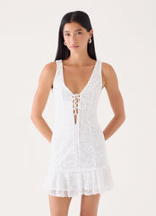 Sweet Verona Lace Mini Dress - White