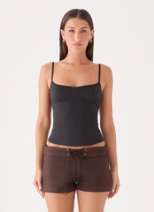Tindra Faux Suede Micro Short - Chocolate