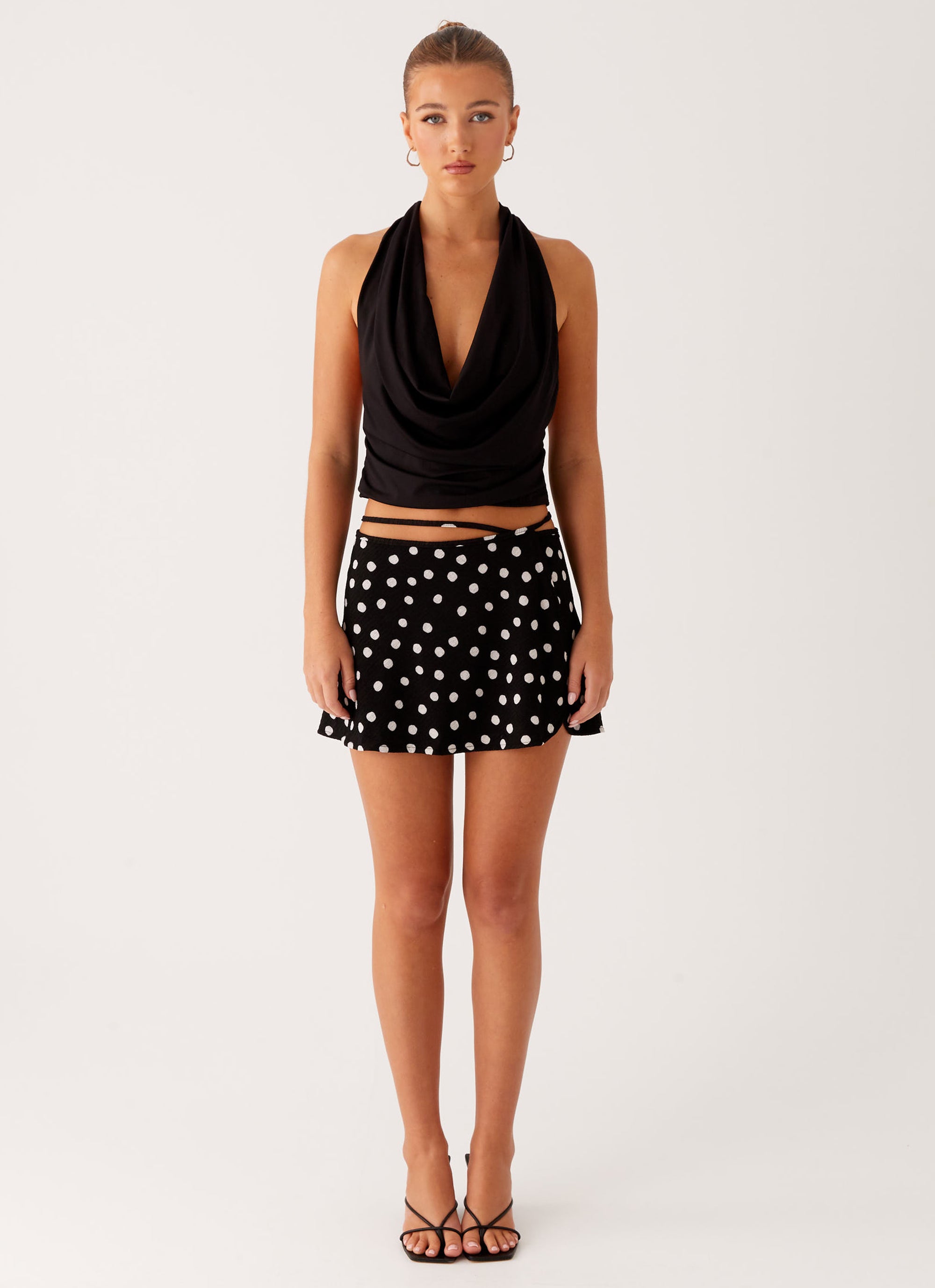 Walker Mini Skirt - Black Polka Dot