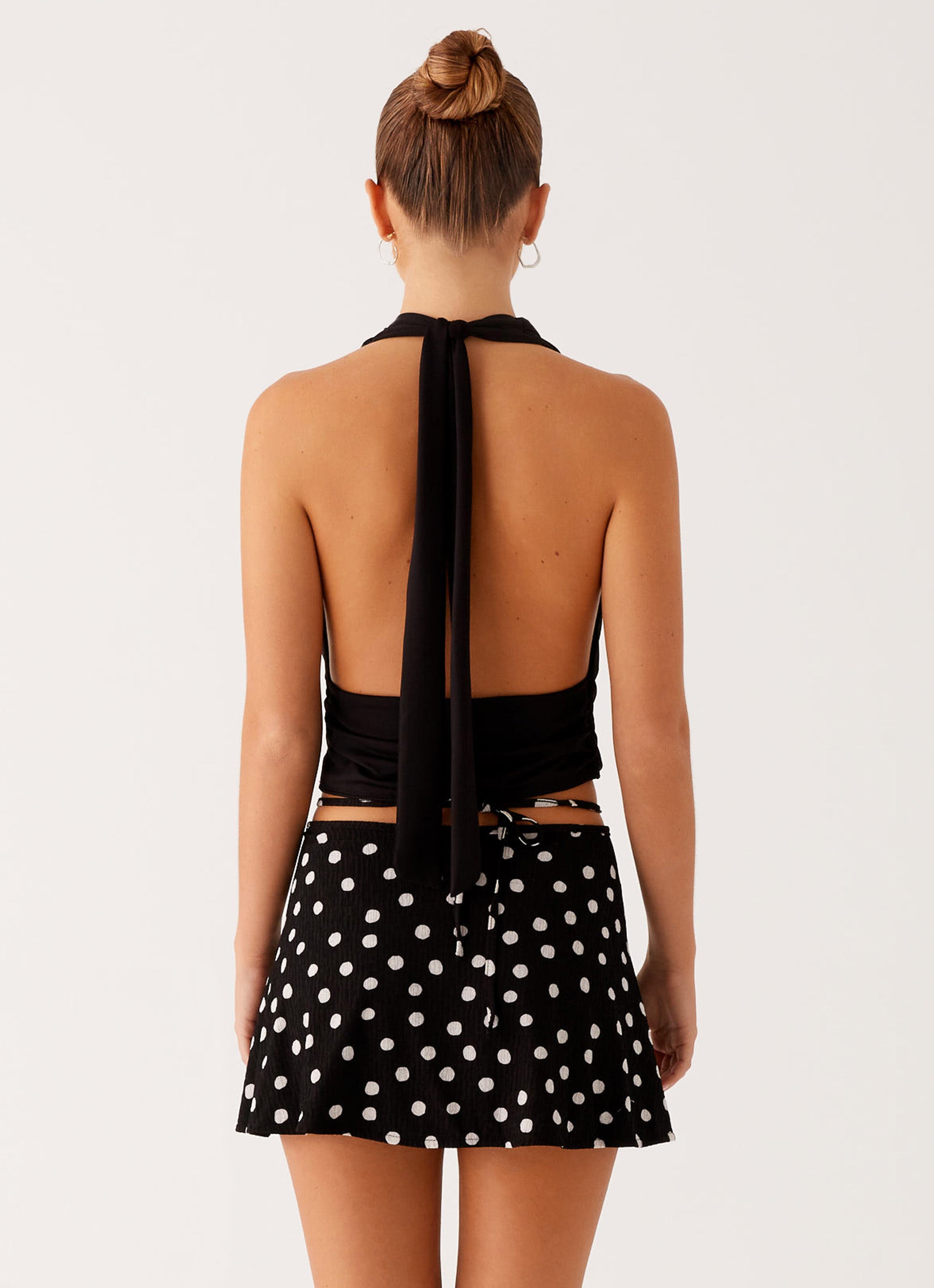 Walker Mini Skirt - Black Polka Dot