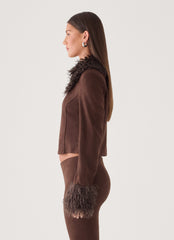 Wild Hide Faux Suede Jacket - Chocolate