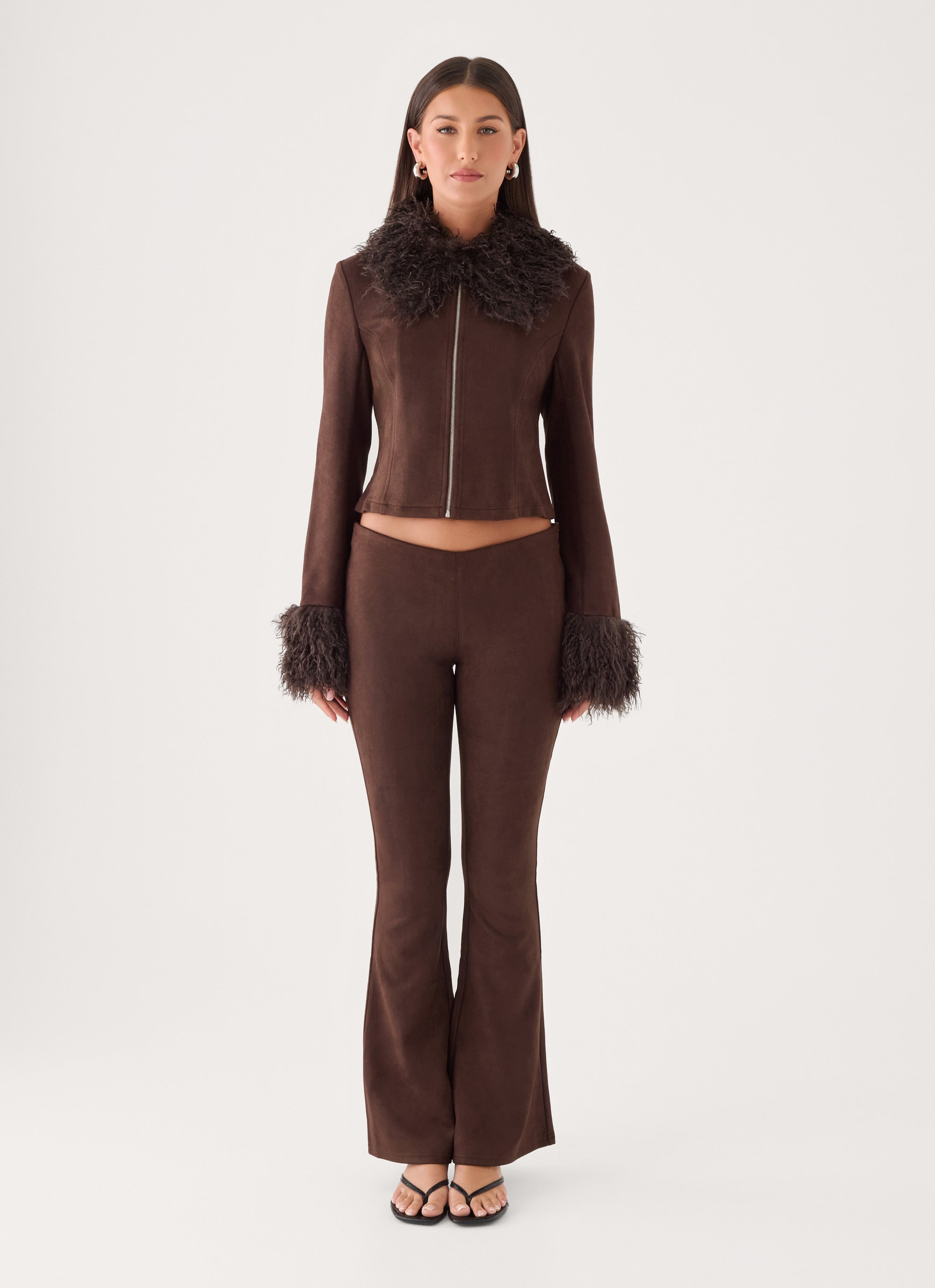 Wild Hide Faux Suede Jacket - Chocolate