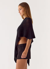 Yas Knit Cape - Black
