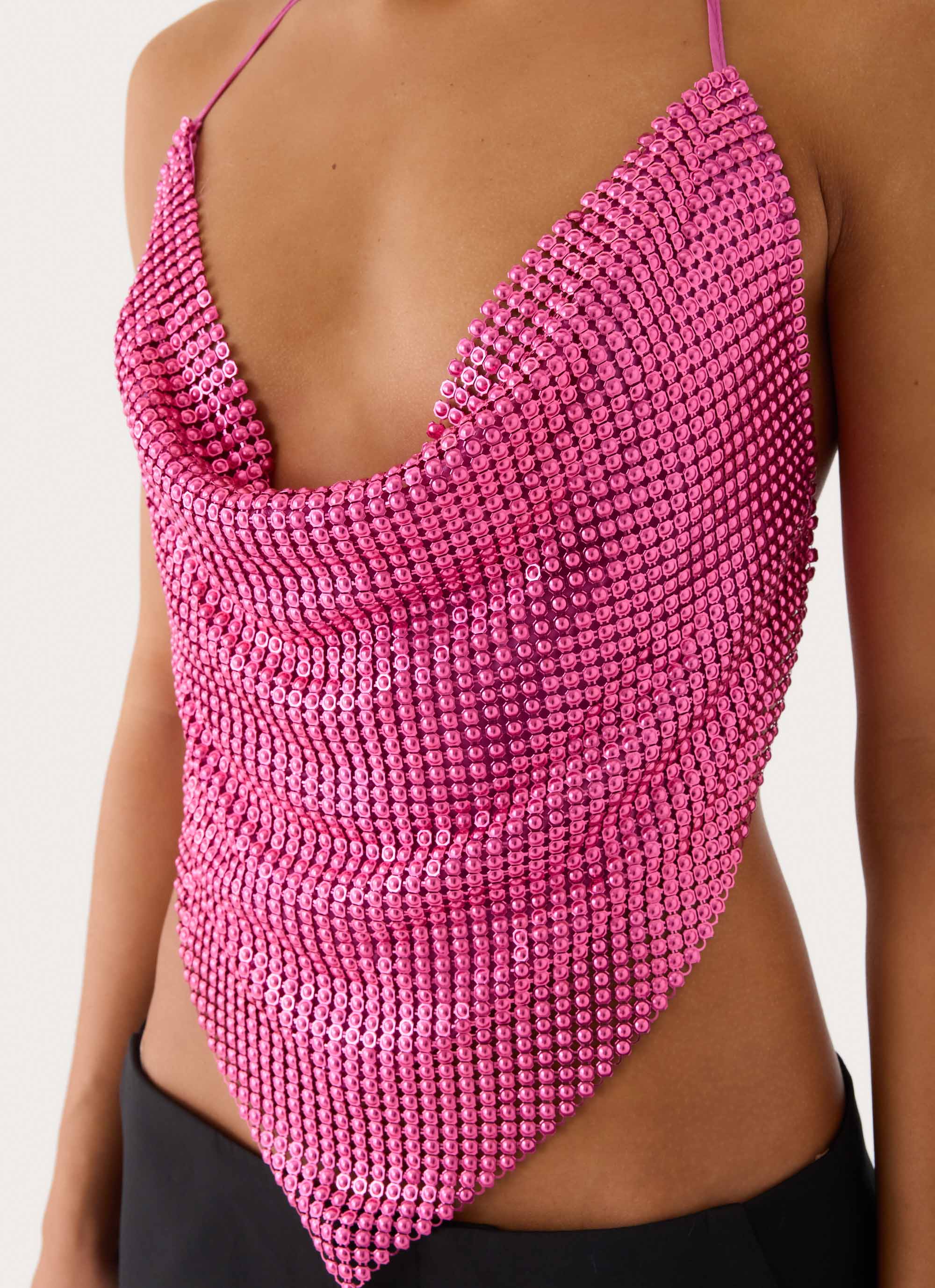 Zia Chainmail Top - Pink